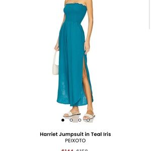 Peixoto Teal Iris Strapless Jumpsuit